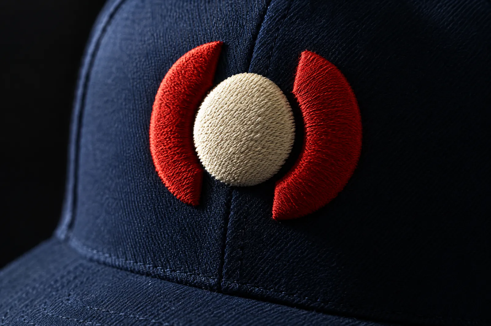 Frente de gorra azul marino con un bordado 3D en relieve