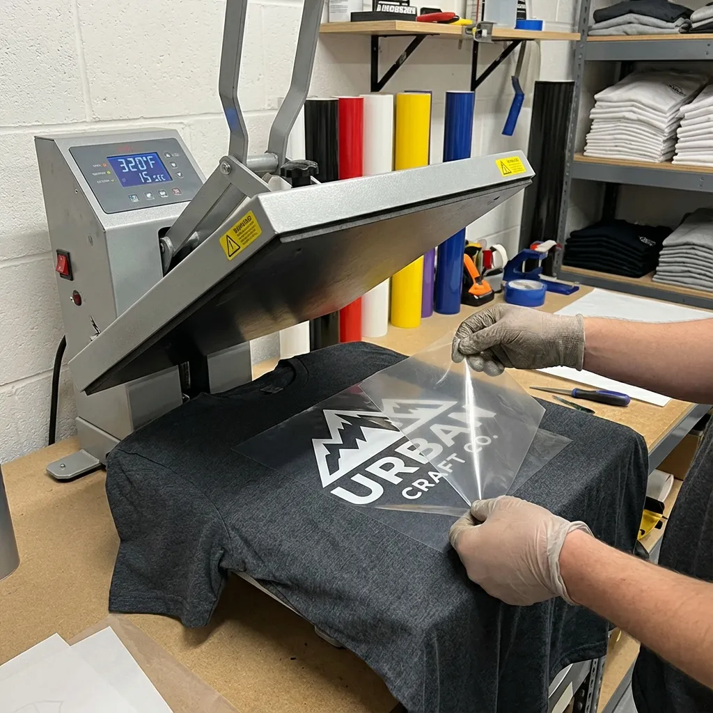 Aplicación profesional de vinil textil con plancha de calor